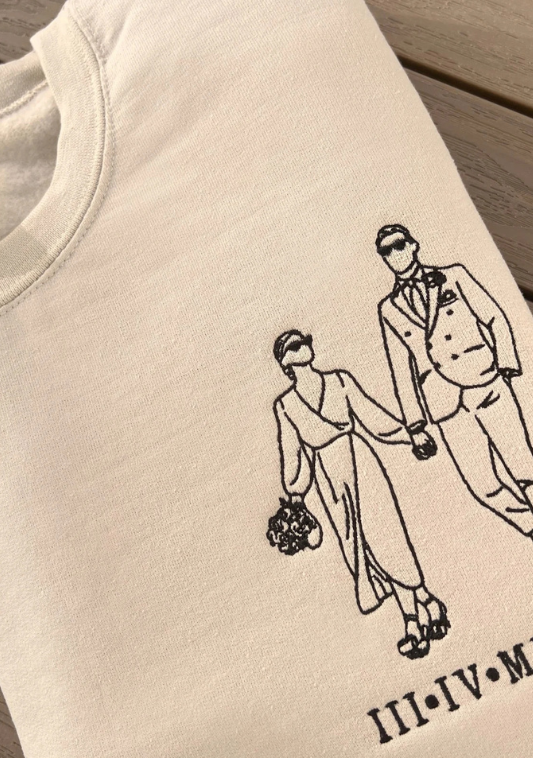 Line-Art Portrait | Römisches Datum | Personalisierte Kleidung